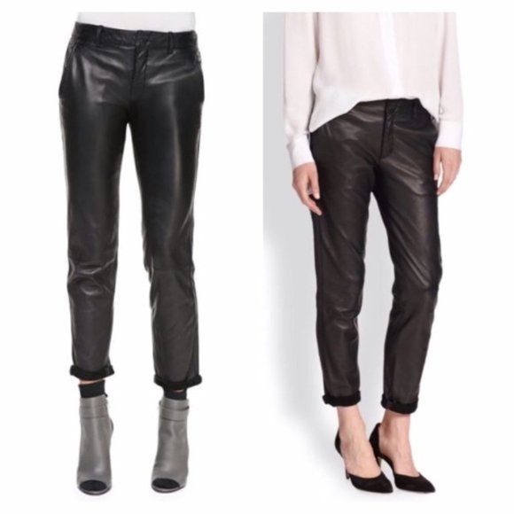 vince black leather pants